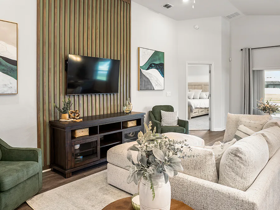The Serendipity model home at Lakeside Preserve features vibrant, versatile decor